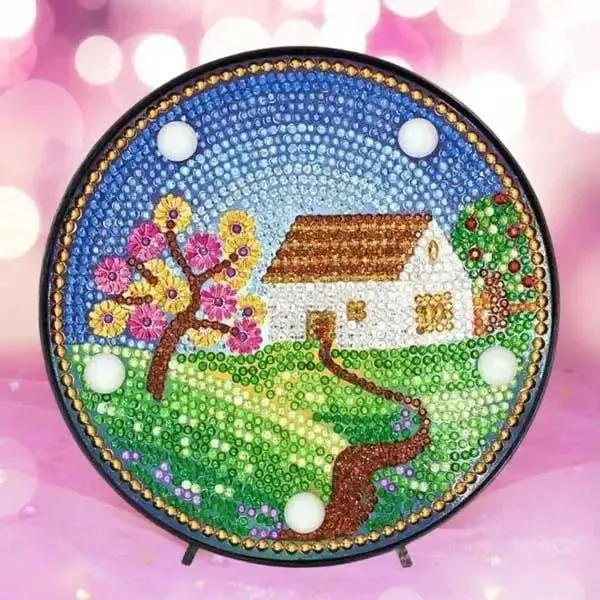 Figured'Art Huis diamond painting LED-lamp 15 cm warm licht