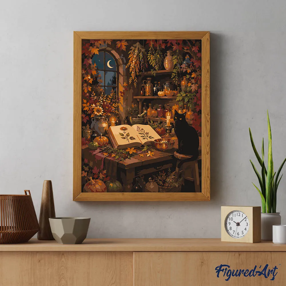Figured'Art Heksenkruidenwinkeltje schilderen op nummer 40x50cm herfst