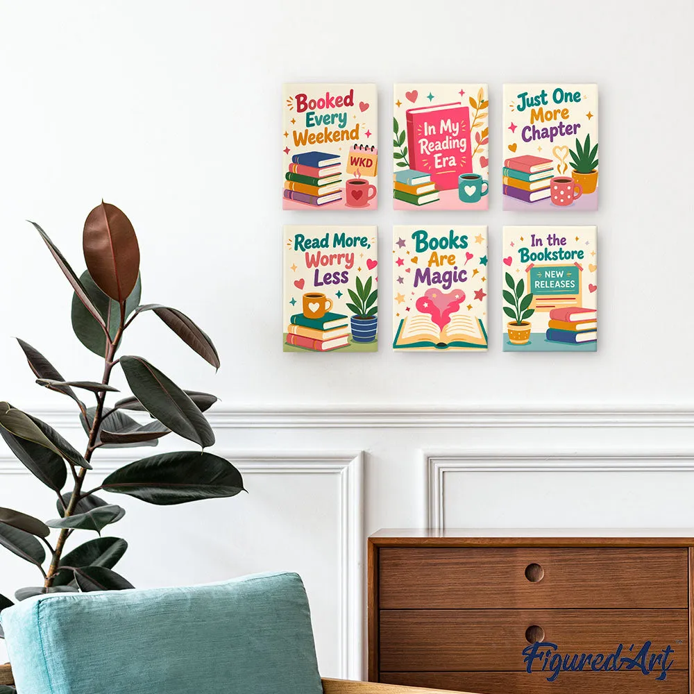 Figured'Art Stemming voor boekenliefhebbers mini schilderen op nummer 6st