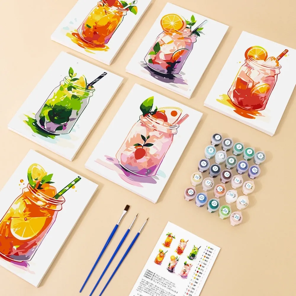 Figured'Art Fruitige Mason Jar Dranken mini schilderen op nummer 6st