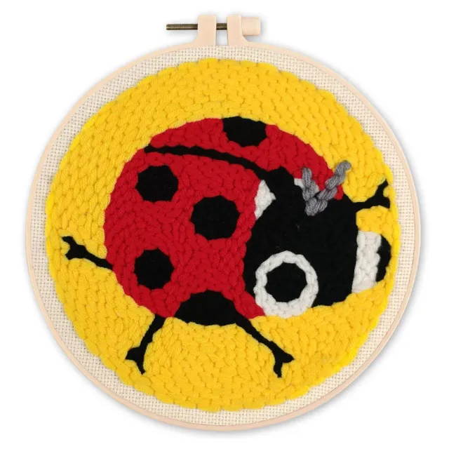 Figured'Art Punch Needle Lieveheersbeestje 20x20 cm wol