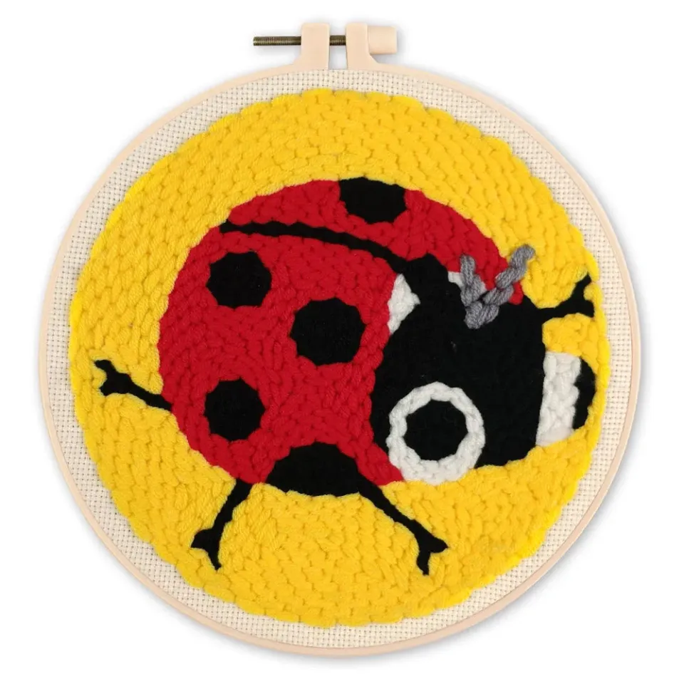 Figured'Art Punch Needle Lieveheersbeestje 20x20 cm wol