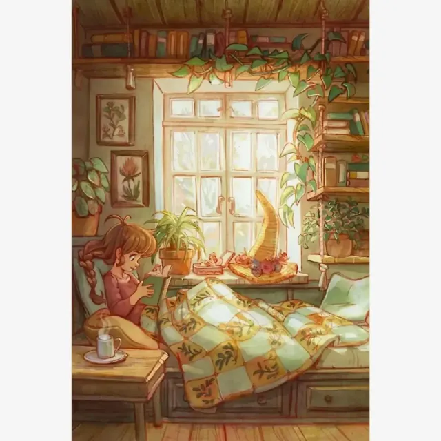 ARTDOT Gezellig Lezen diamond painting vierkant 45x67cm