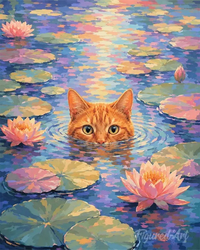 Figured'Art Tussen waterlelies schilderen op nummer 40x50 cm gemiddeld