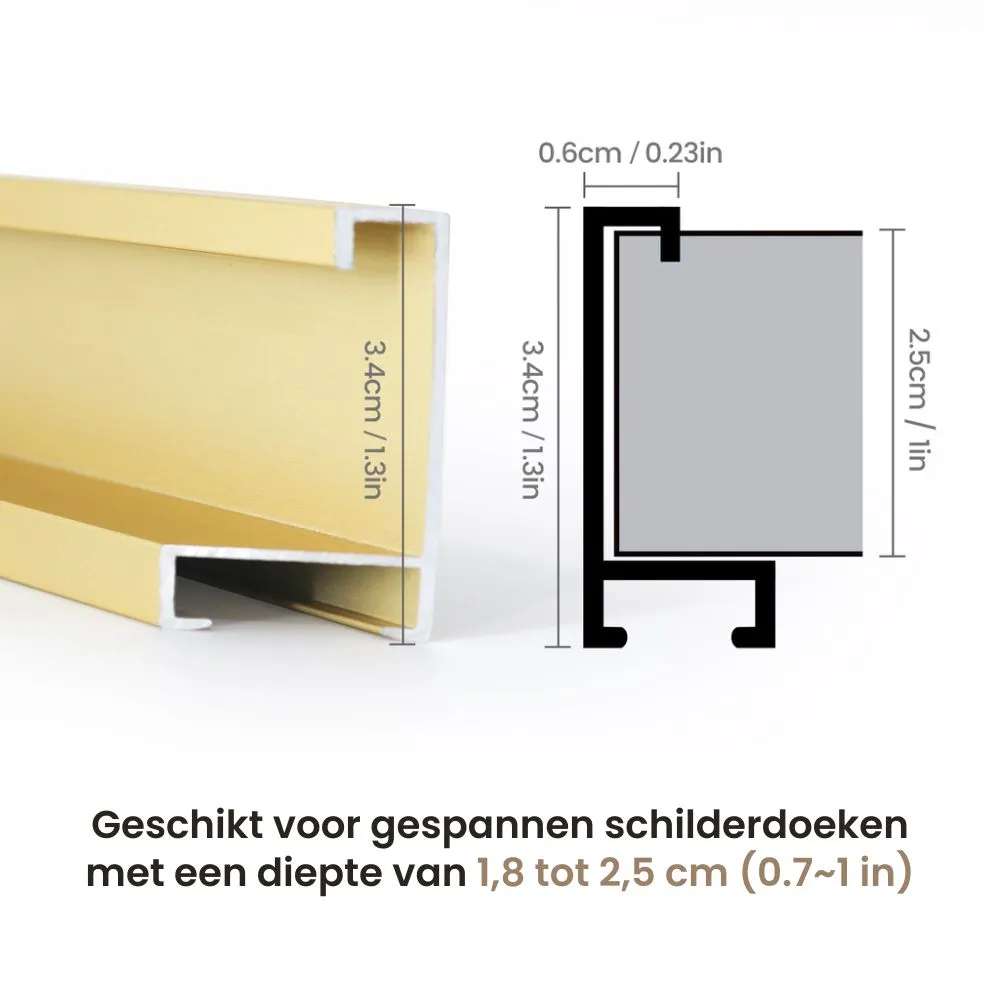 Figured'Art DIY aluminium frame 40x50 cm goud voor canvas