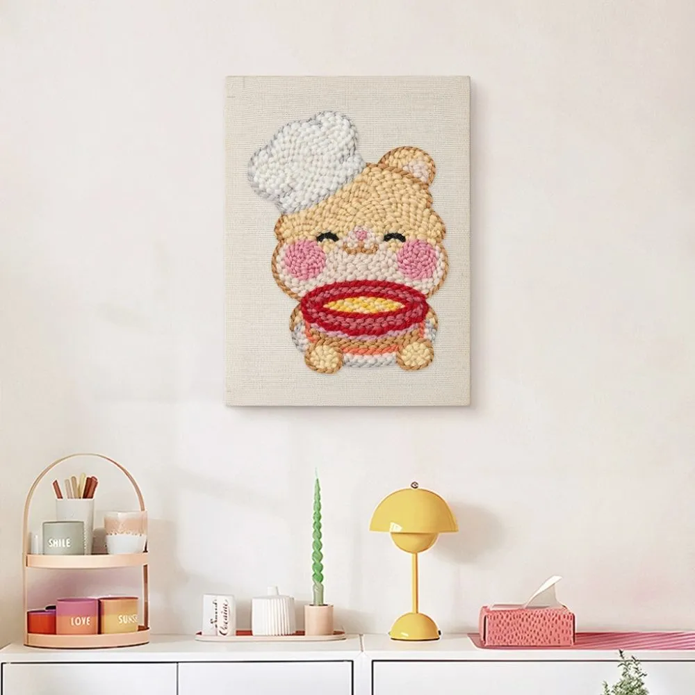 Figured'Art Bakkende Konijn punch needle pakket 20x30 cm met frame