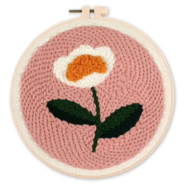Figured'Art Een madeliefje punch needle pakket 20 cm rond