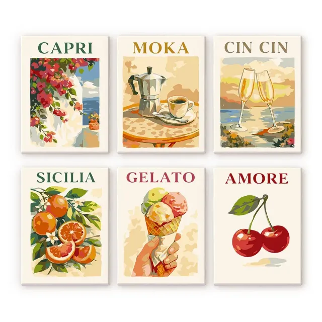 Figured'Art Dolce Italië mini schilderen op nummer 15x20cm 6 stuks