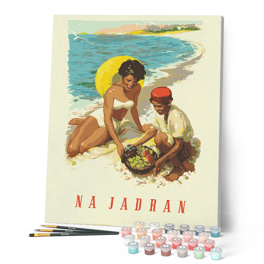 Figured'Art Kust van Joegoslavië vintage poster schilderen op nummer 40x50