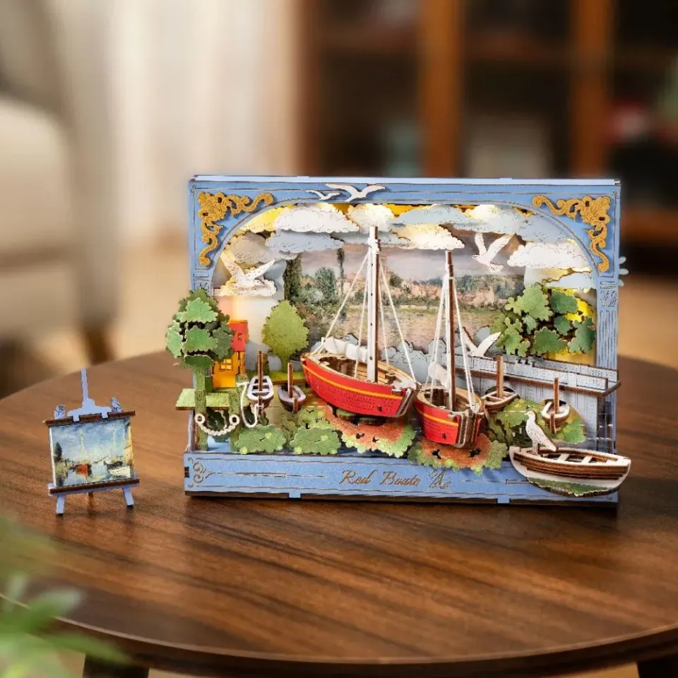 Figured'Art Rode Boten 3D puzzel hout 219 stukjes met LED