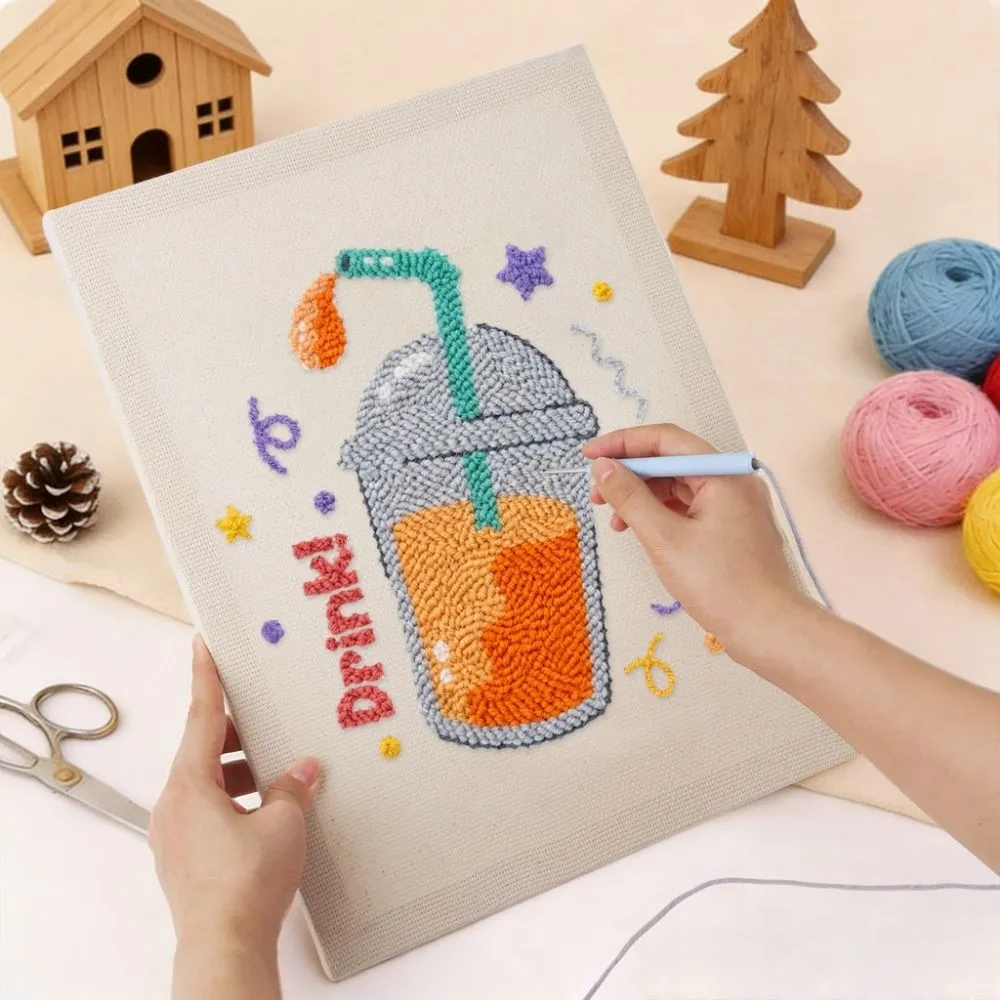 Figured'Art Bruisend Plezier punch needle pakket met frame 20x30cm katoen