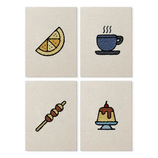 Figured'Art Dessert Lekkernijen punch needle set 15x20cm 4 stuks