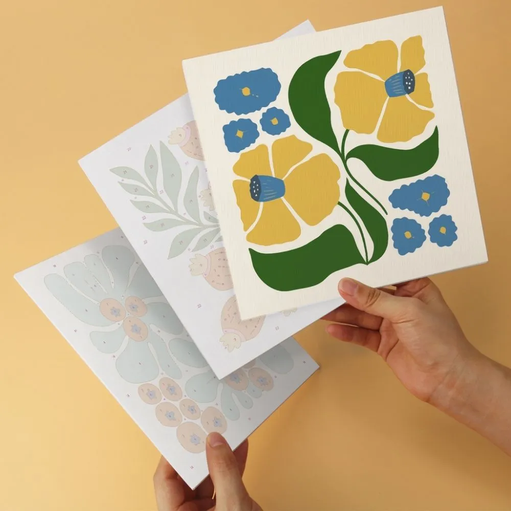 Figured'Art Mini Serie Bloemenpatroon schilderen op nummer 6 stuks 20x20cm