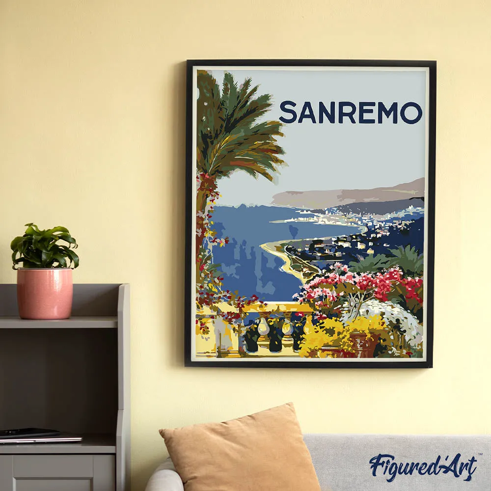 Figured'Art Bloemen van de Rivièra Sanremo schilderen op nummer 40x50