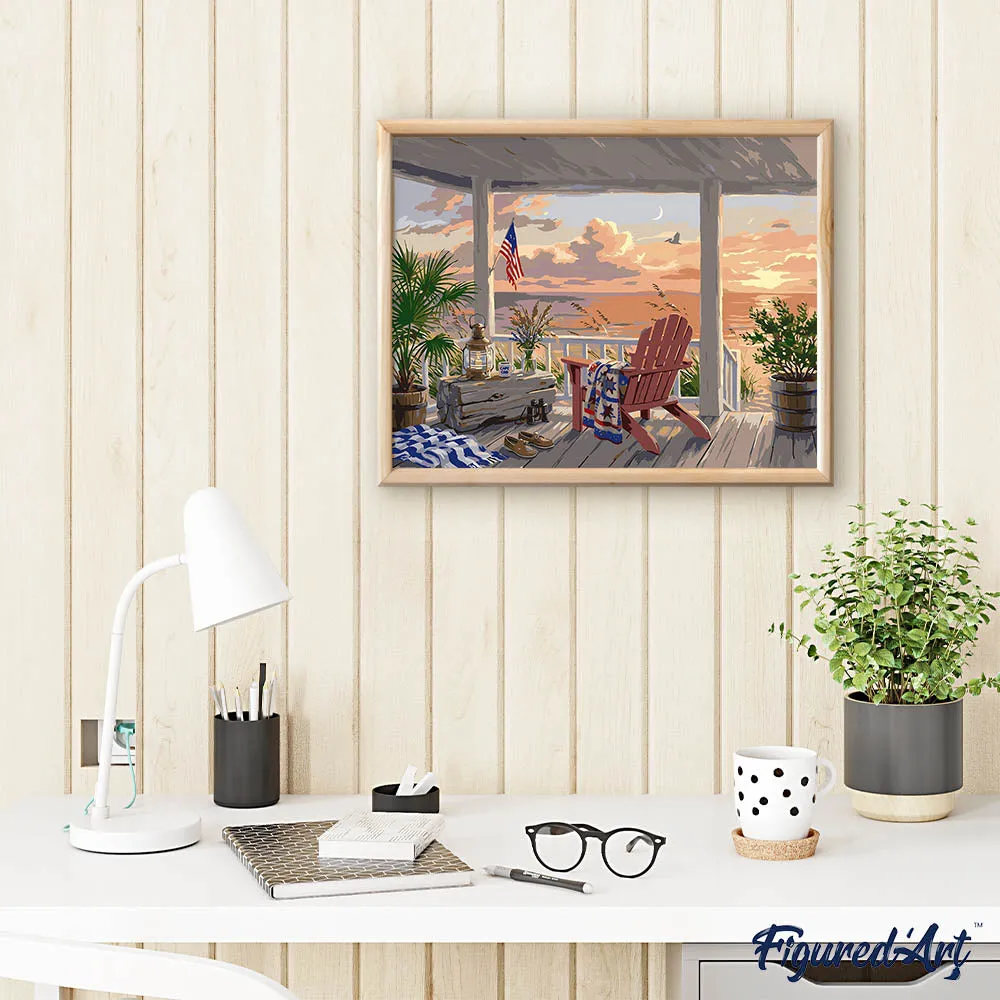 Figured'Art Avondgloed aan zee schilderen op nummer 40x50cm zee