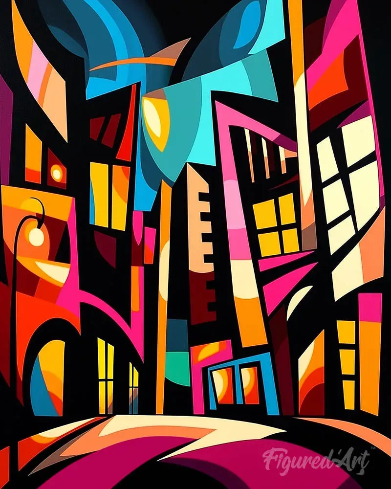 Figured'Art Gedurfd Abstract Stadsgezicht diamond painting 40x50 cm