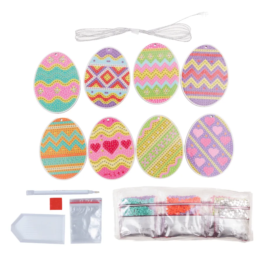 Craft Buddy Crystal Art Easter Eggs hangers set van 8 pasen