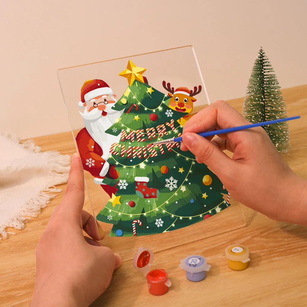 Figured'Art Kerstman 03 schilderen op nummer 15x20 cm met LED