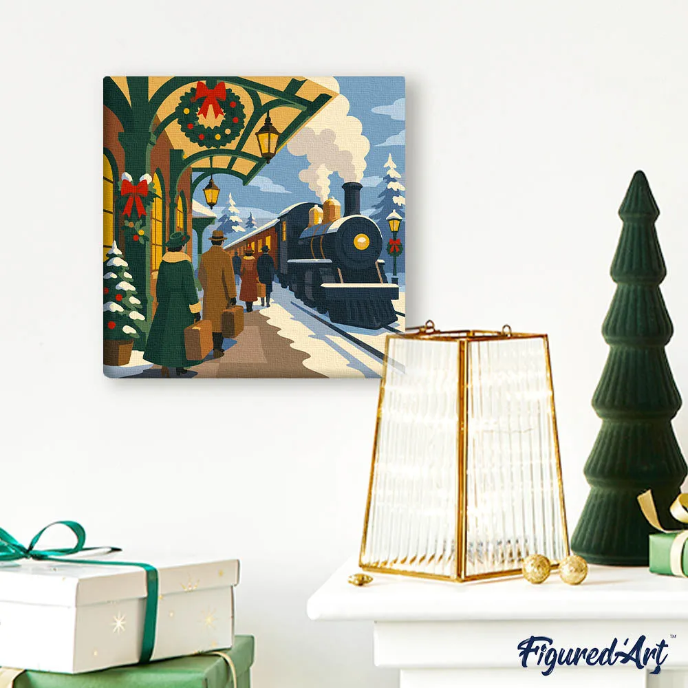 Figured'Art Mini Feestdagenexpress schilderen op nummer 20x20 frame