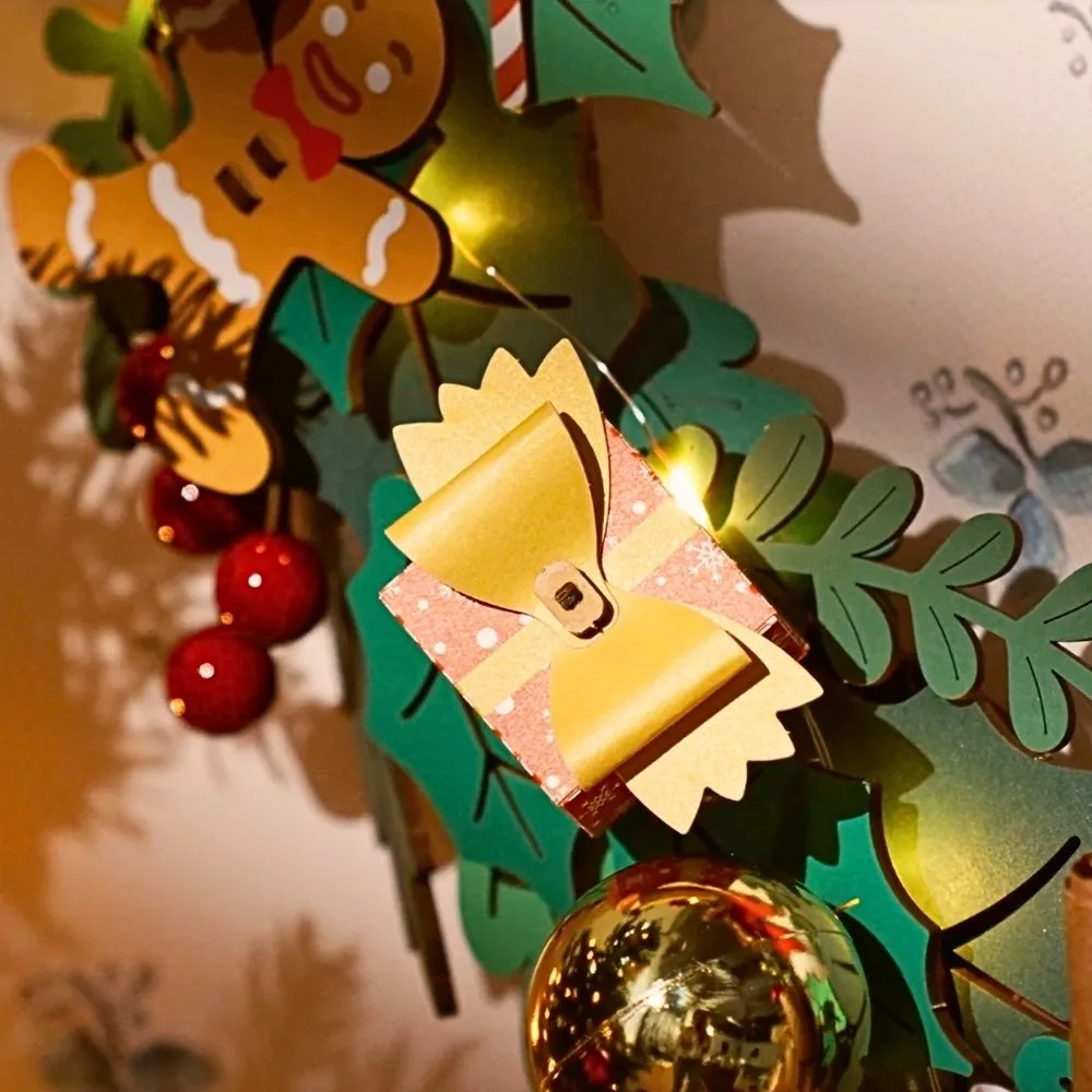 Figured'Art Kerstkrans 3D puzzel hout 252 stukjes met LED