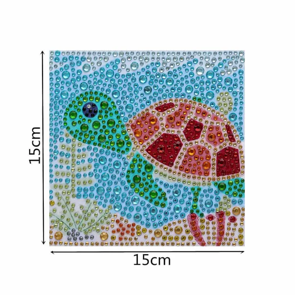 Figured'Art Schildpad diamond painting 15x15cm met fotolijst rond