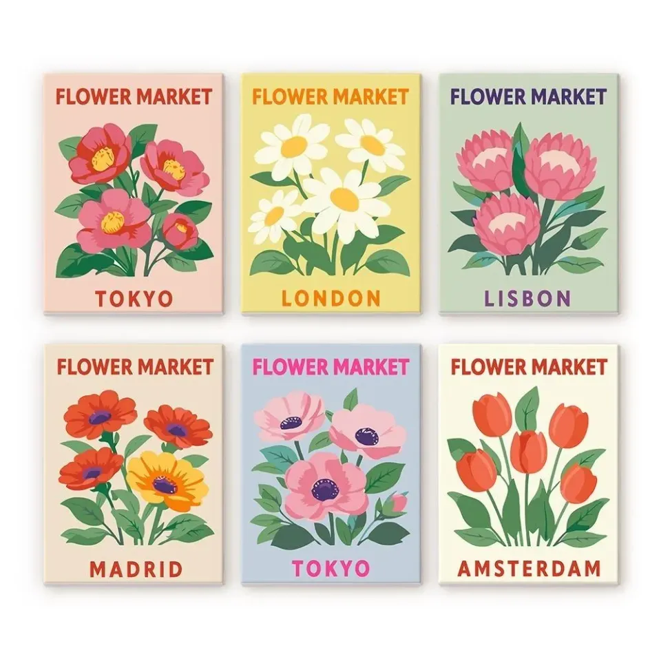 Figured'Art Mini Bloemenmarkt 3 schilderen op nummer 6x 15x20cm bloemen