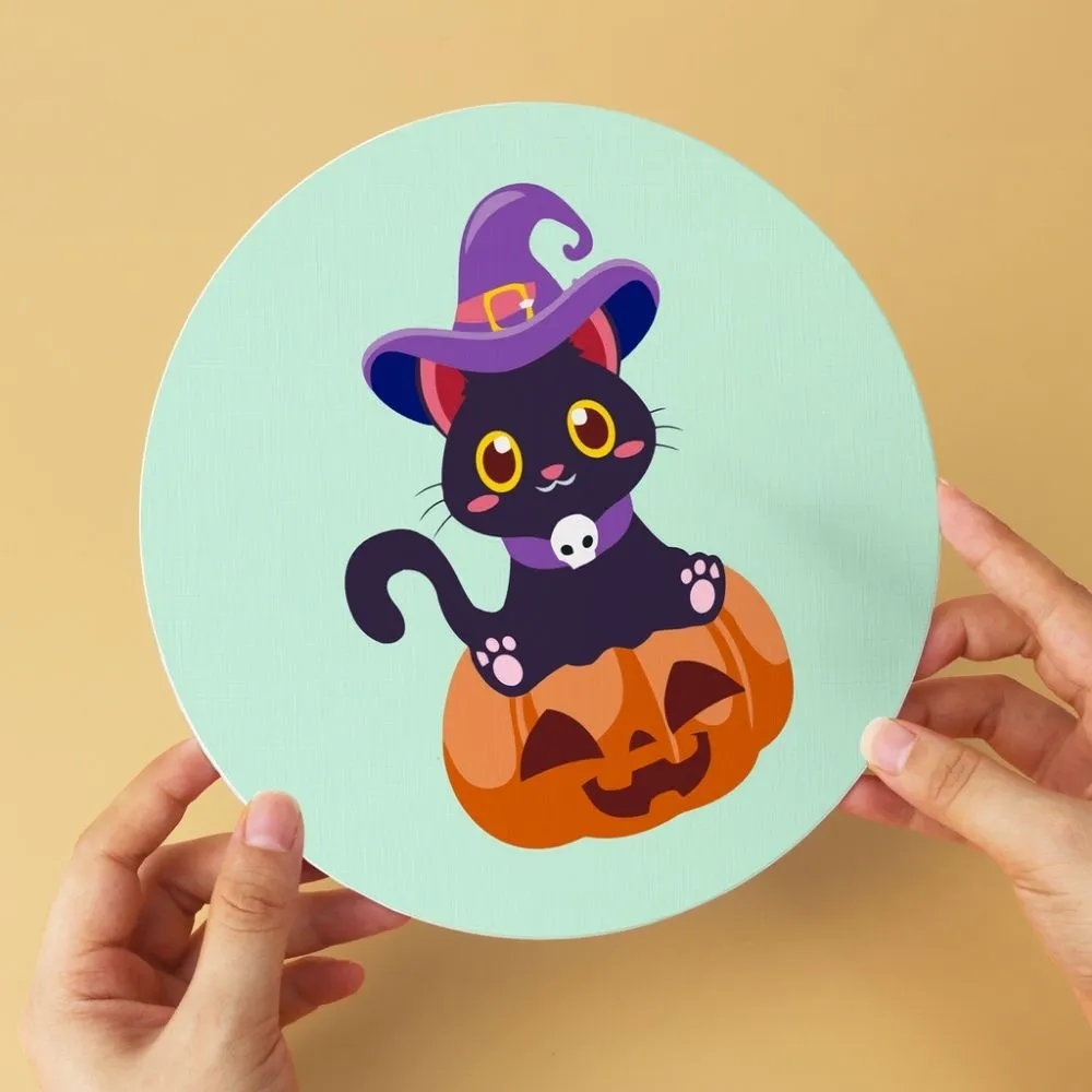 Figured'Art Mini Halloweenkatjes schilderen op nummer 6x Ø20cm