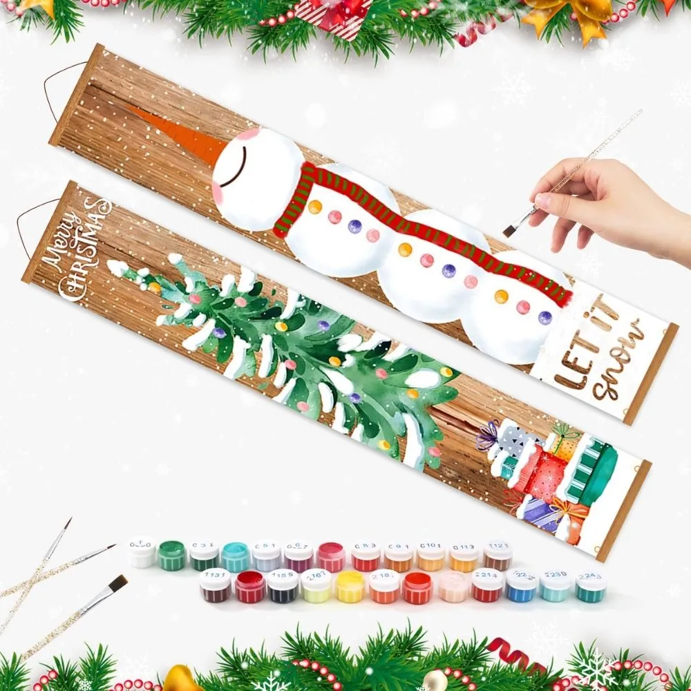 Figured'Art Vintage Kerst deur banner schilderen op nummer 20x120cm 2 stuks