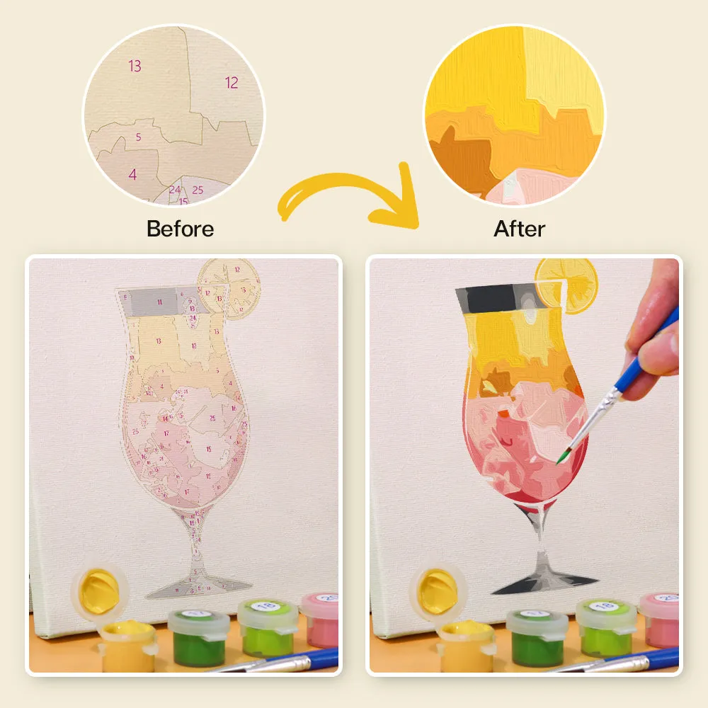 Figured'Art Mini Muurkunst van Cocktails schilderen op nummer 6 stuks 15x15cm