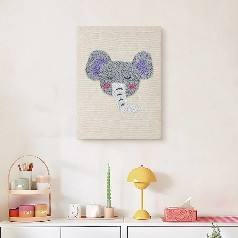 Figured'Art Kleine Olifant punch needle pakket 20x30cm katoen