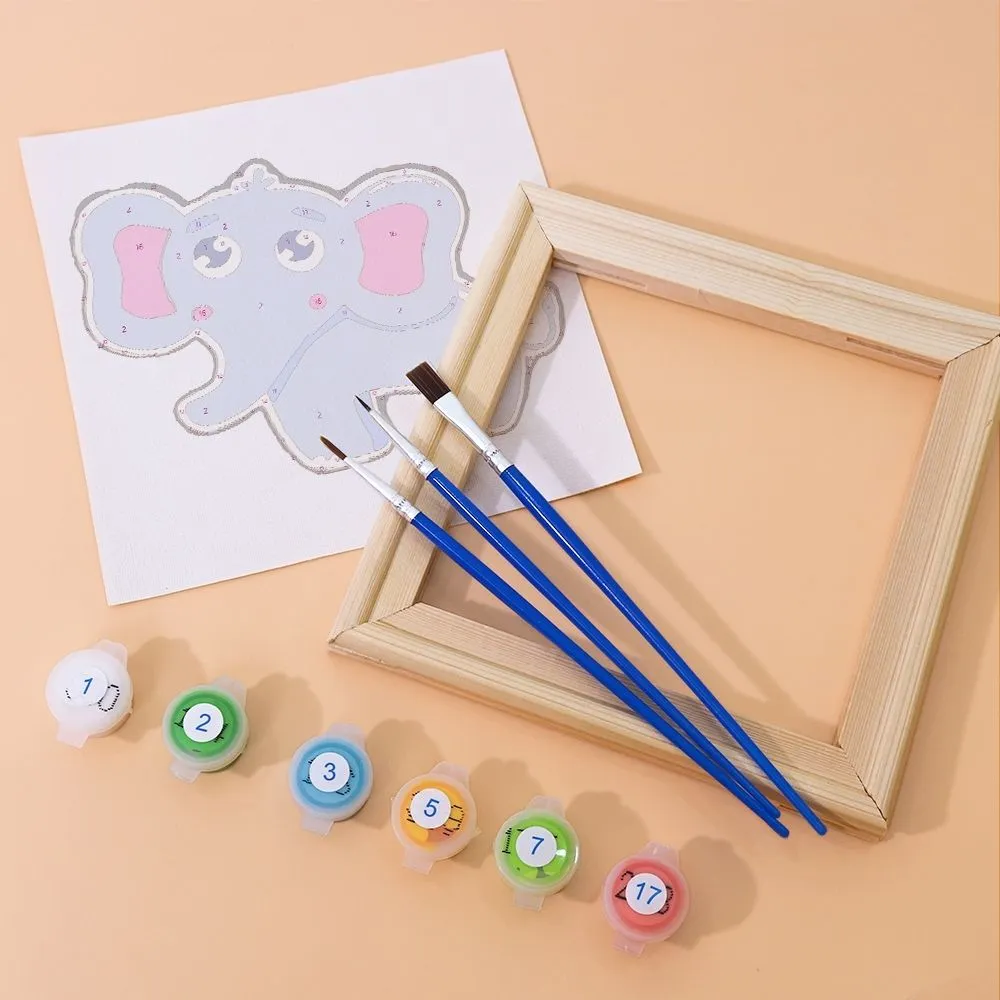 Figured'Art Schattige Dieren mini schilderen op nummer 15x15cm 6 stuks
