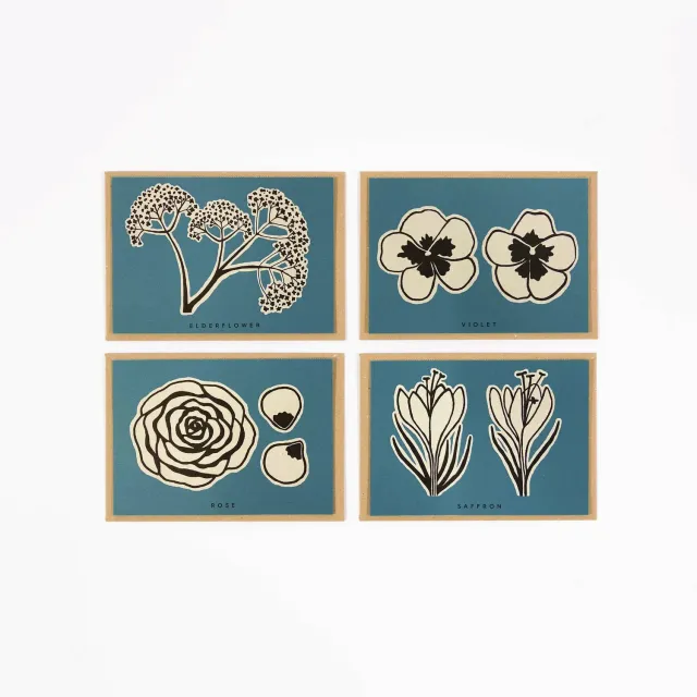 Studio Wald Flower receptkaarten A6 4 stuks bloemen