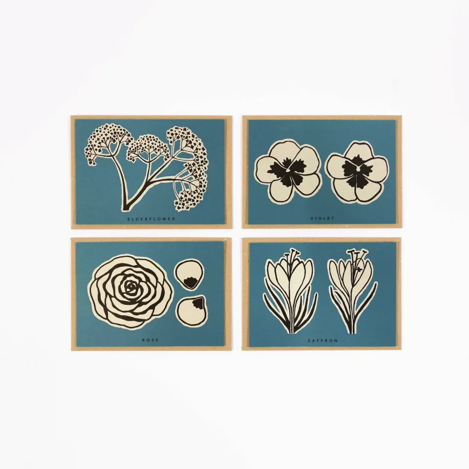 Studio Wald Flower receptkaarten A6 4 stuks bloemen