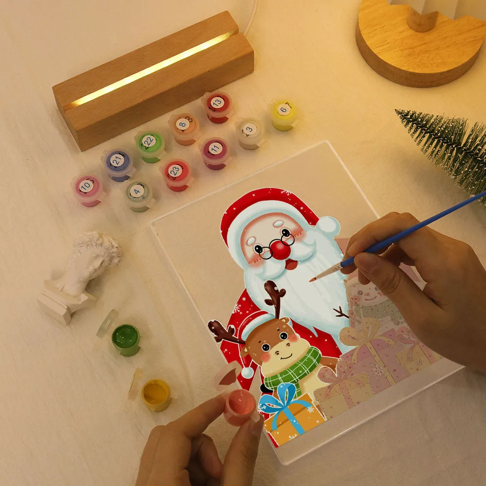 Figured'Art Kerstman 04 schilderen op nummer 15x20 cm met LED