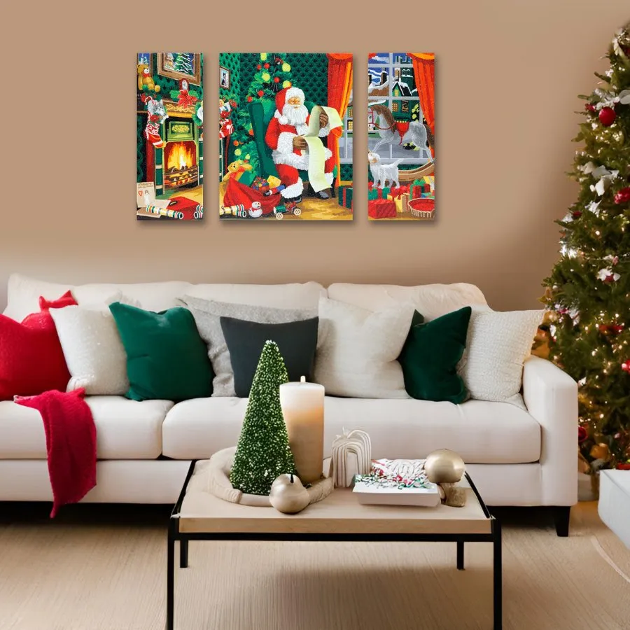Craft Buddy Crystal Art Santa canvas drieluik 3 stuks kerst