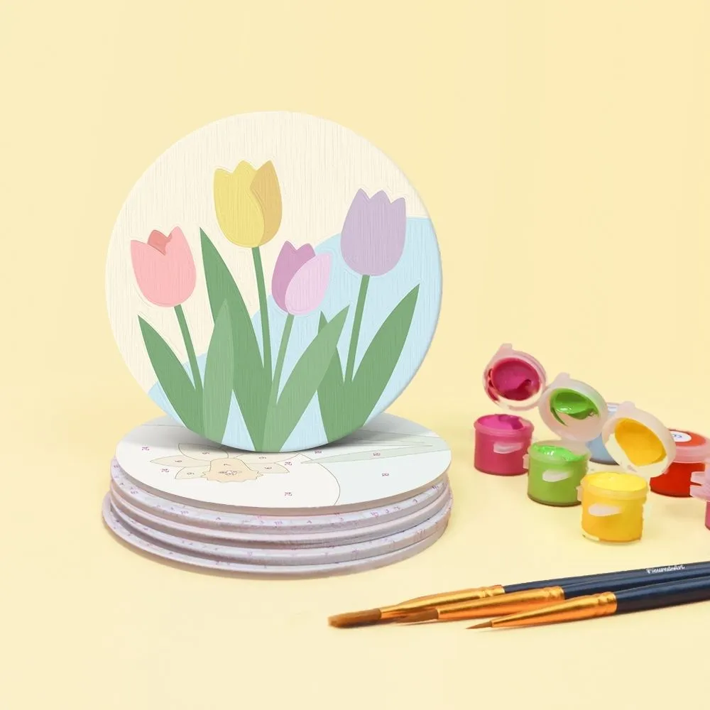 Figured'Art Lentebloesems onderzetters schilderen op nummer 10cm 6st