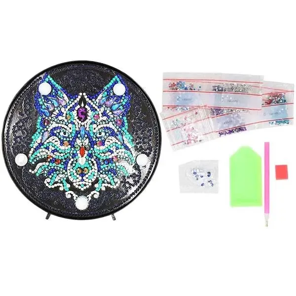 Figured'Art Wolf LED-lamp Diamond Painting 15cm nachtlampje