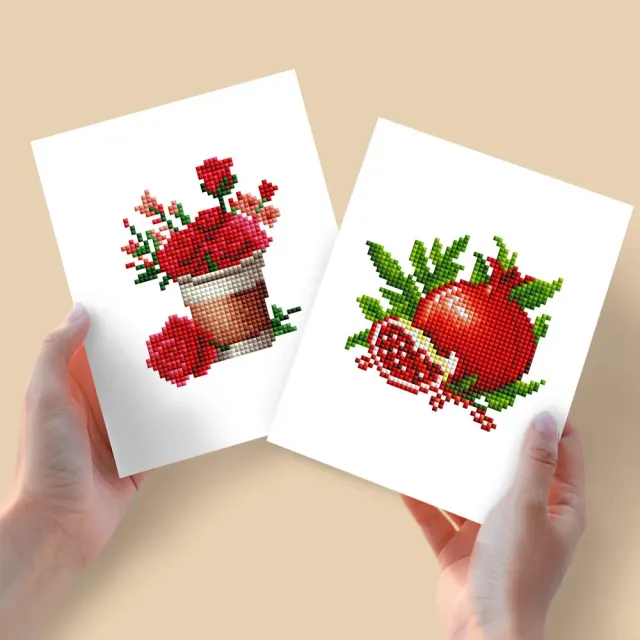 Figured'Art Mini Koffie en Granaatappel diamond painting 2x 15x20cm full drill
