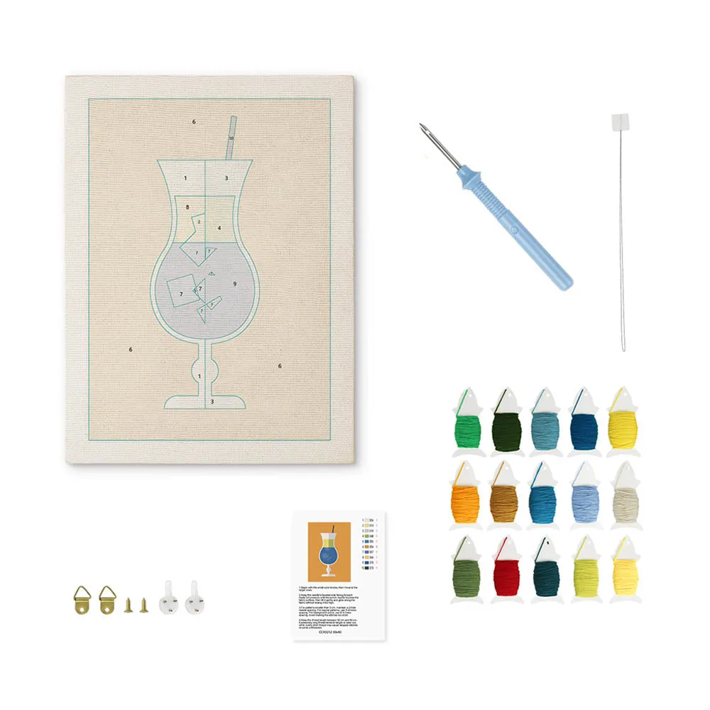 Figured'Art Cocktails 2 punch needle pakket met frame 20x30cm