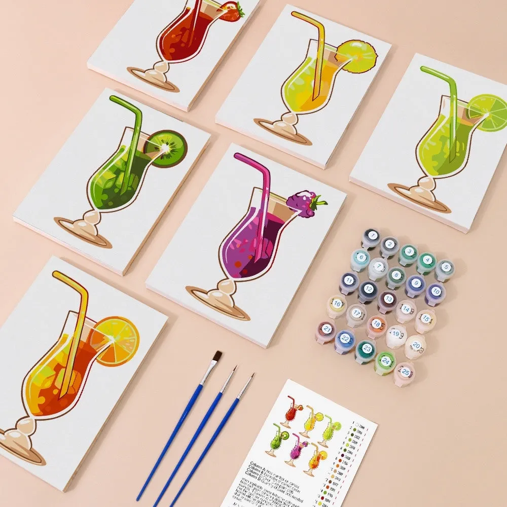 Figured'Art Fruitige Cocktails mini schilderen op nummer 15x20cm 6 stuks