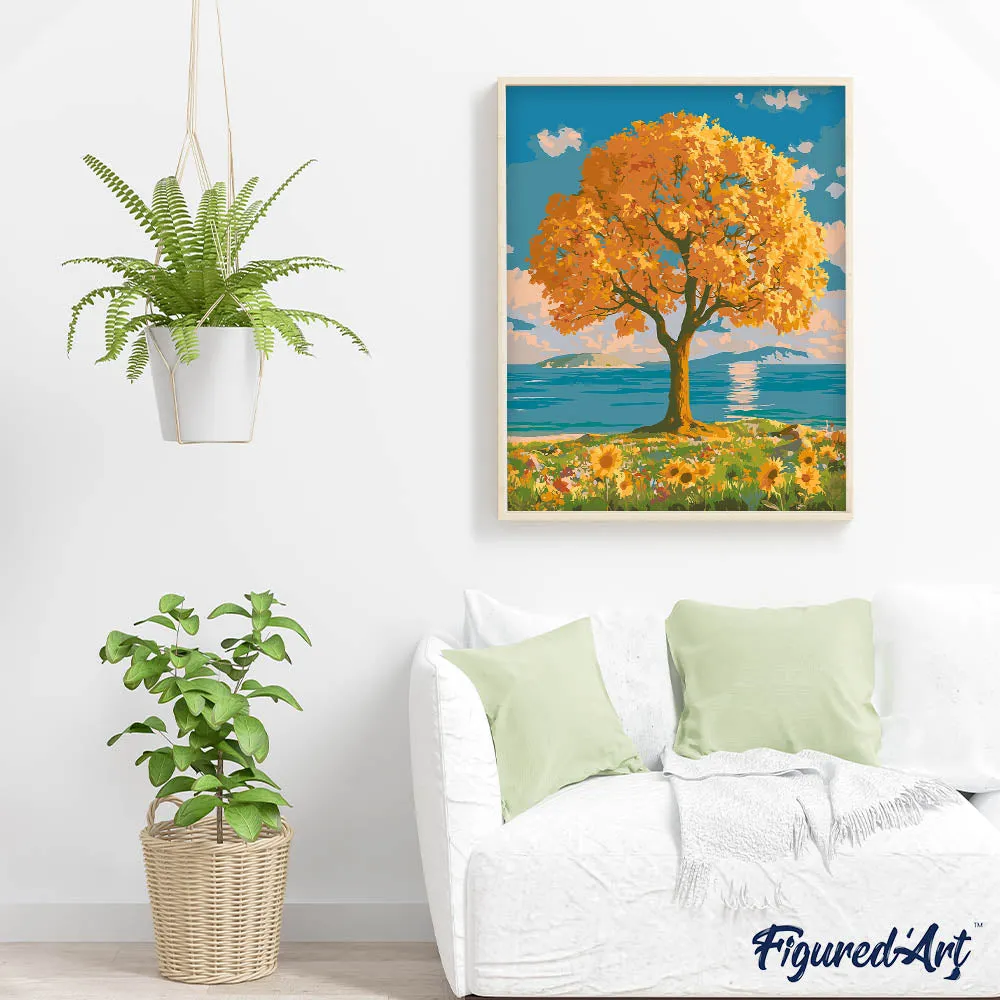 Figured'Art Schilderen op Nummer Herfst aan zee 40x50 cm herfstlandschap