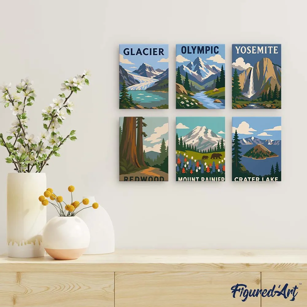 Figured'Art Nationale Parken mini schilderen op nummer 15x20cm 6st