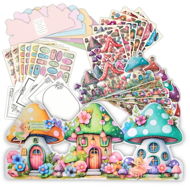 Craft Buddy Fairy Mushroom House kaartenpakket 24 stuks