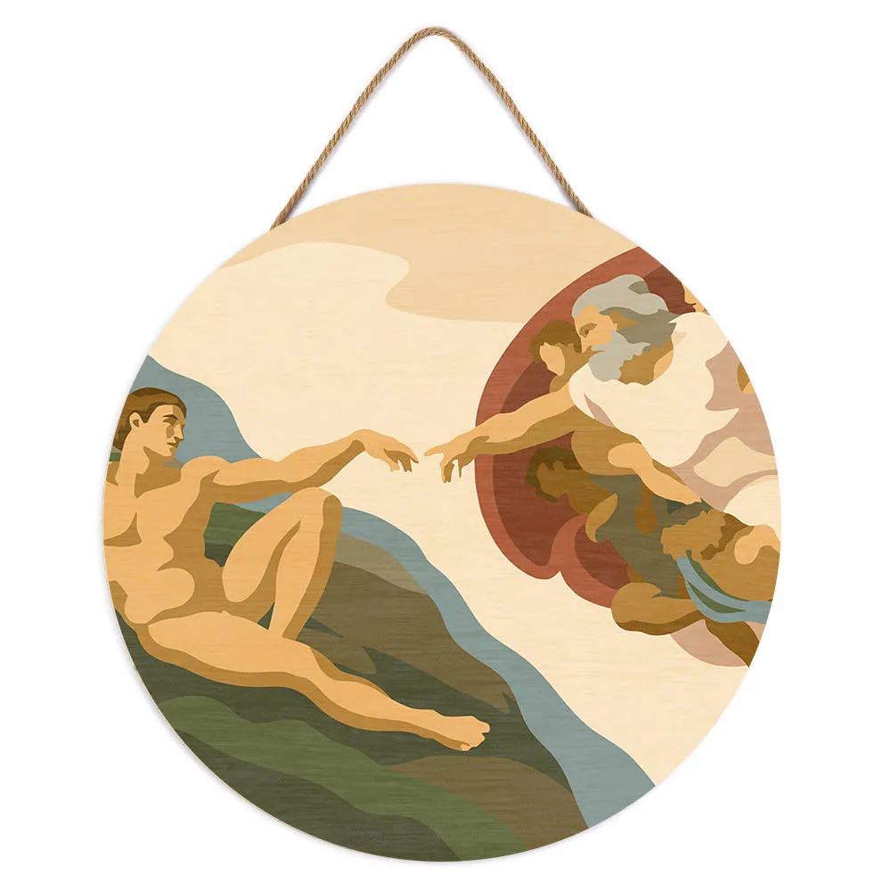 Figured'Art De schepping van Adam Schilderen op Nummer Houten Schijf 30cm