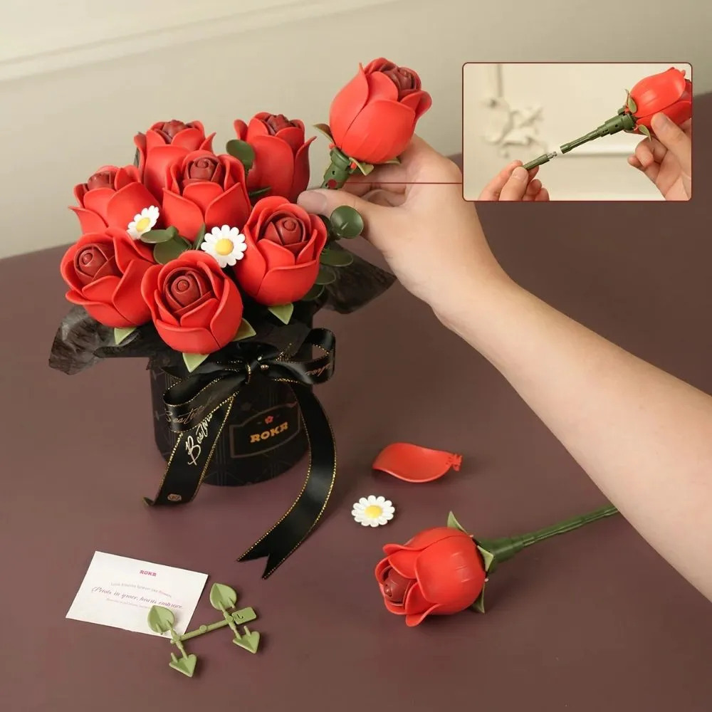 Figured'Art Boeket rode rozen 3D puzzel hout 315 stukjes