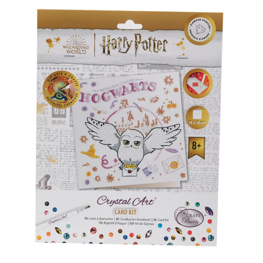 Craft Buddy Crystal Art Hogwarts & Hedwig wenskaart diamond painting 18x18cm