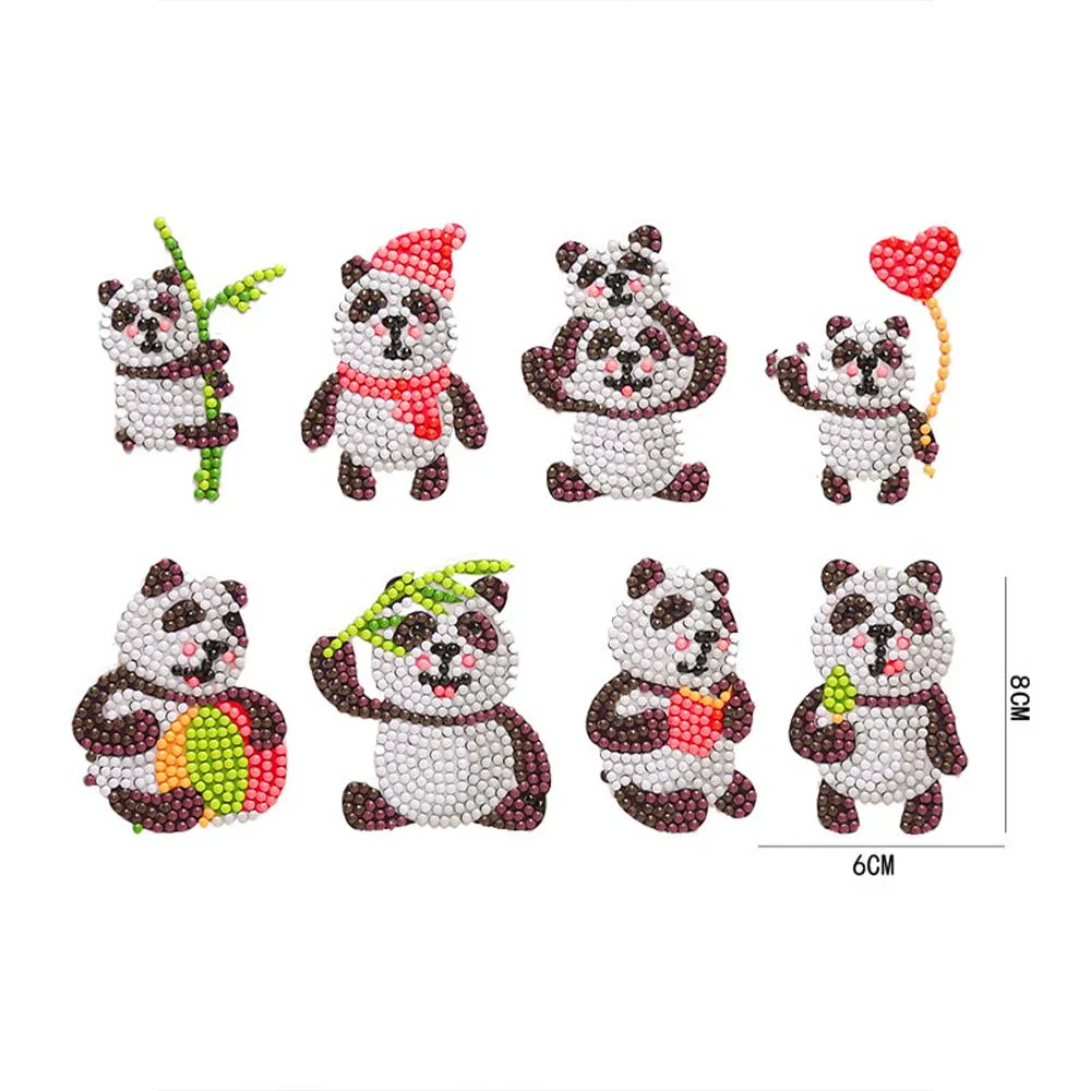 Figured'Art Panda's Diamond Painting Stickers 8 stuks Rond