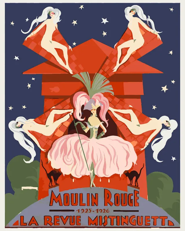 Figured'Art Moulin Rouge Mistinguett schilderen op nummer 40x50 cm