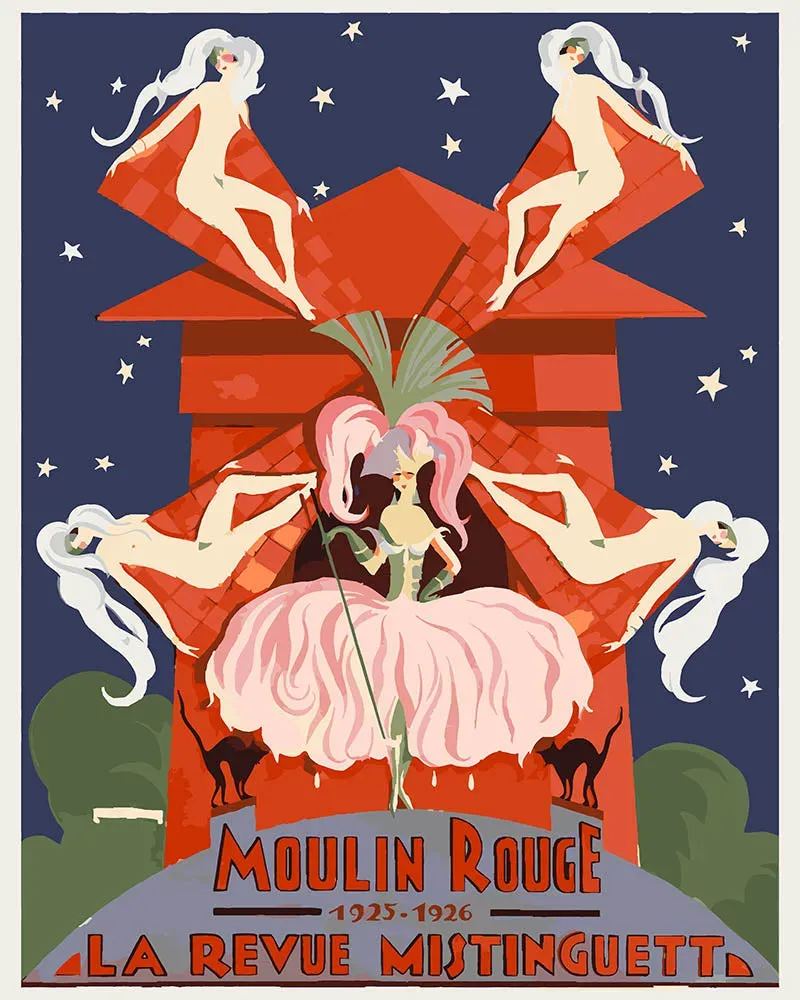 Figured'Art Moulin Rouge Mistinguett schilderen op nummer 40x50 cm