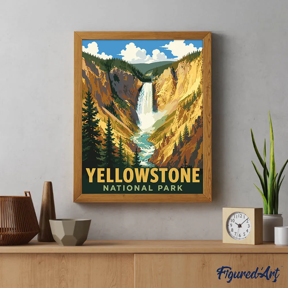 Figured'Art Yellowstone Lower Falls schilderen op nummer landschap
